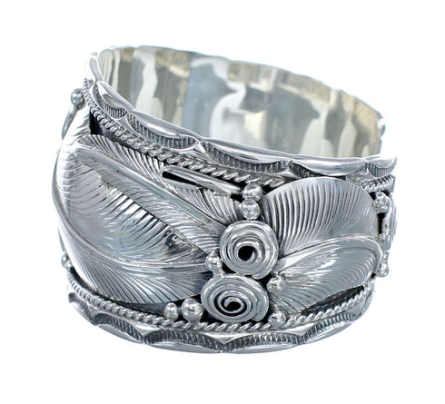 Native American Scalloped Leaf Sterling Silver Cuff Bracelet JX126303